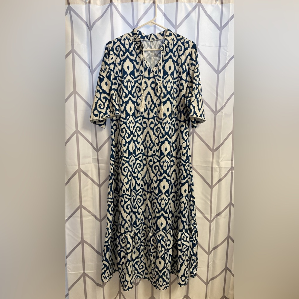 Blue and white summer dress